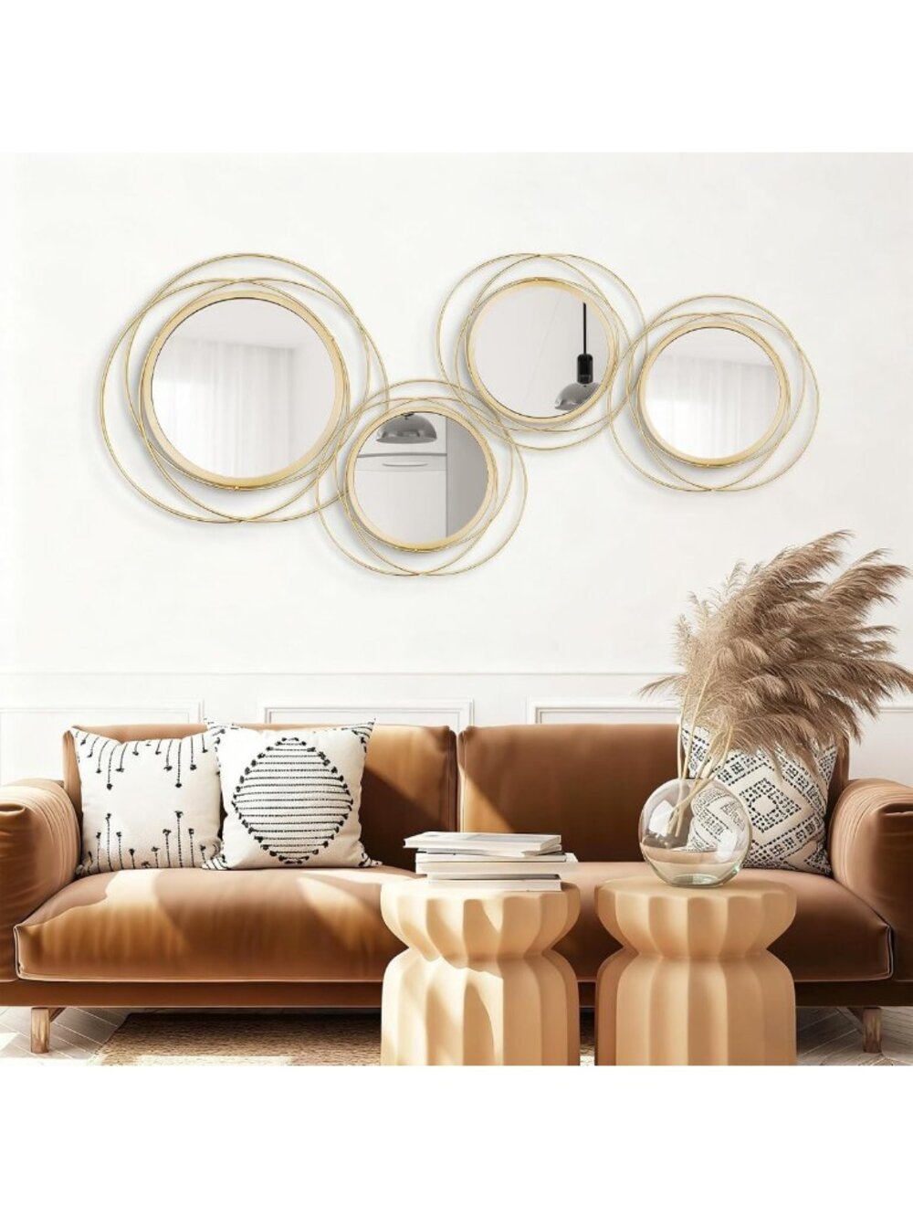 Set of 3 Sunburst Round Mirrors for Stylish Wall Decor - Bedroom & Bathroom